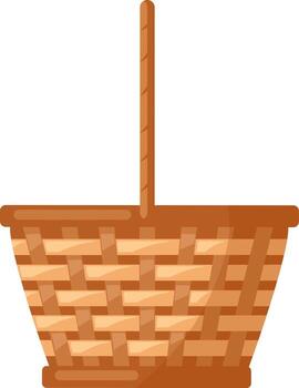 Empty wicker picnic basket with handle vector