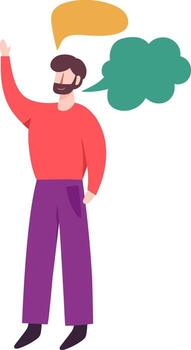 Man communicating ideas with speech and thought bubbles vector