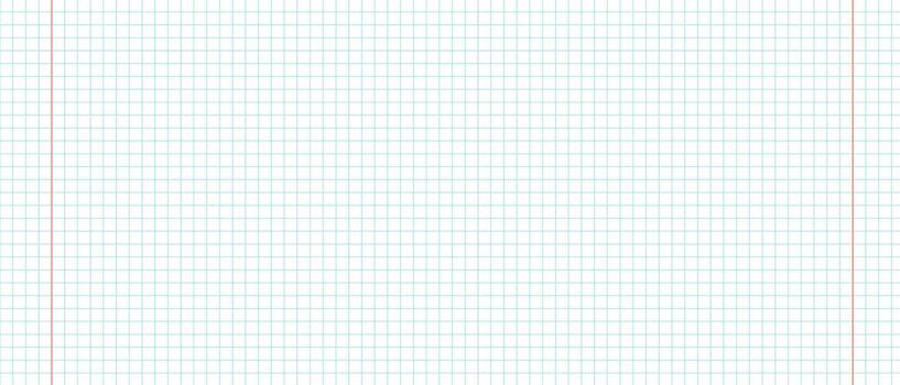 Notebook in a cell with red margins, Graph paper on a blue background, Square cell geometric school patter vector