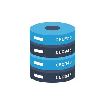 A stack of three blue disks with numbers on them vector