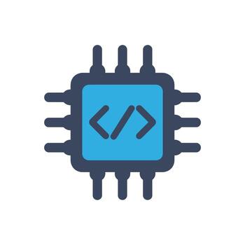 A computer processor icon with the word css vector