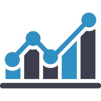 A graph chart with a bar chart vector