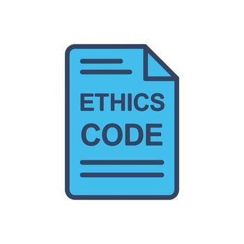 Ethical code icon, line design, isolated on white background vector