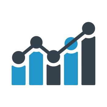 A graph chart with a bar chart on it vector