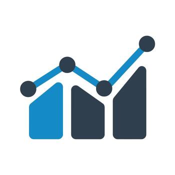 An icon of a graph with a bar chart vector