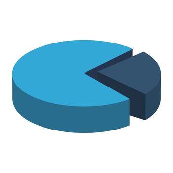 A pie chart with a slice missing vector