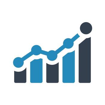 A graph chart with a bar going up vector