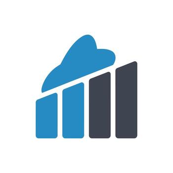 A cloud icon with a bar graph vector