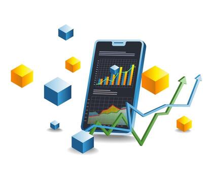 themed blockchain technology computer analyst concept illustration vector