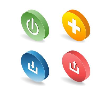 Themed computer technology data upload download symbol bundle illustration vector