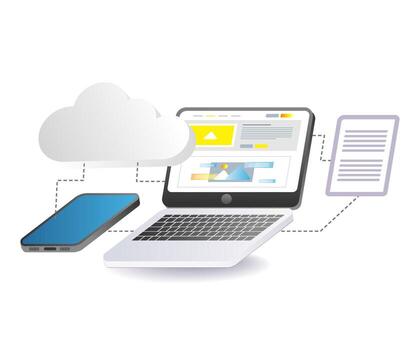 web application technology with computer cloud server concept illustration vector