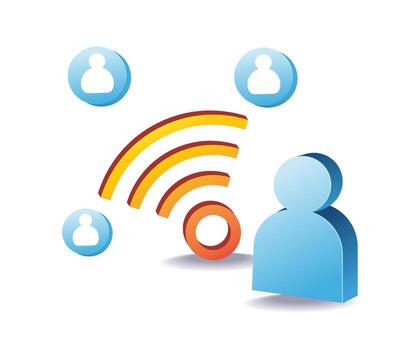 wifi connection with other people symbolizing digital networking and social interaction vector