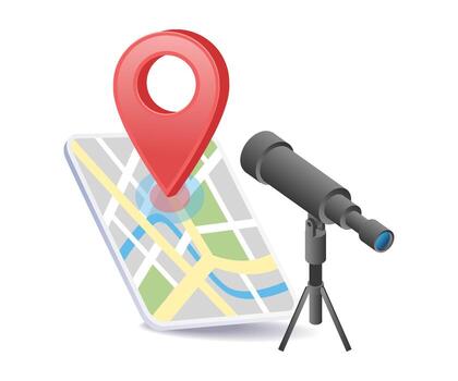 using a telescope to locate points on a map vector