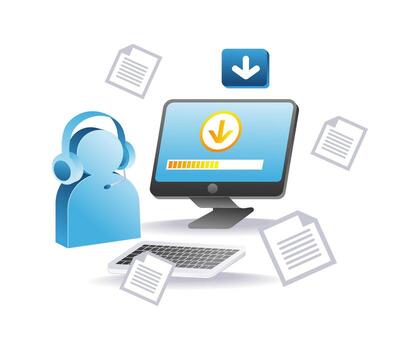 uploading multiple data files in process on digital platform vector