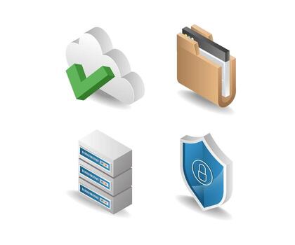 Technology server folder data themed illustration bundle vector