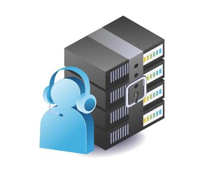 server administrator monitoring and managing data center vector