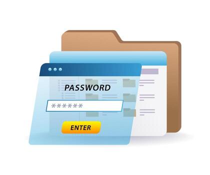 password login required to access sensitive digital data vector