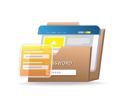 secure digital folder icon with password protection access vector