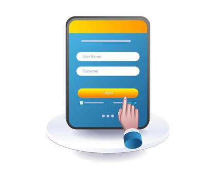 smartphone application user account login vector