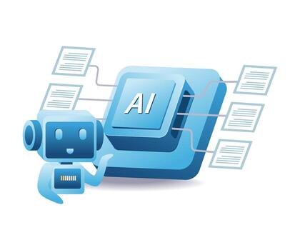 robot con artificial inteligencia datos concepto para máquina aprendizaje y grande datos vector