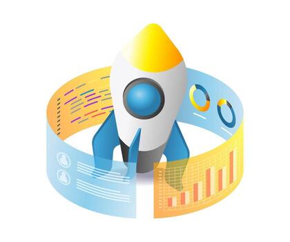 rocket startup control screen for space technology innovation vector