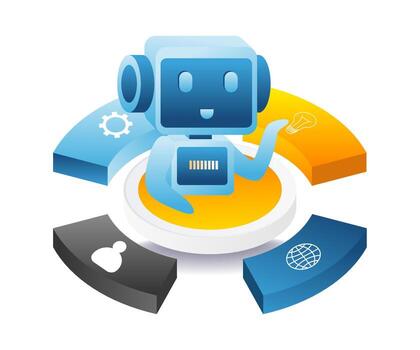 robótico automatización manejo en línea digital negocio vector