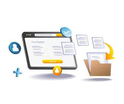 registration data submission process vector