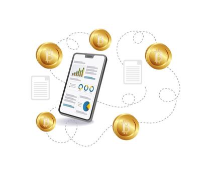 mobile phone bitcoin mining application vector