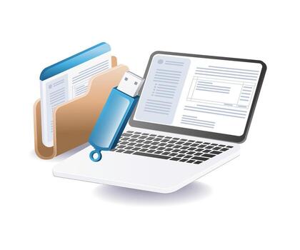 Illustration of Data Folder on Computer vector