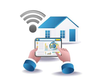 home automation concept with tablet control for smart living and iot devices vector