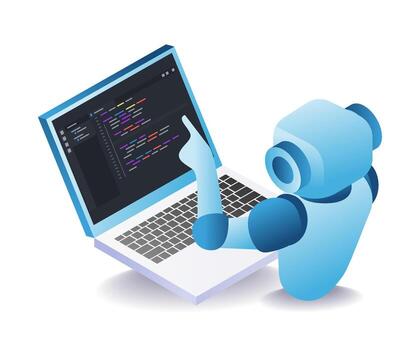 futurista robot codificación software y aplicaciones vector