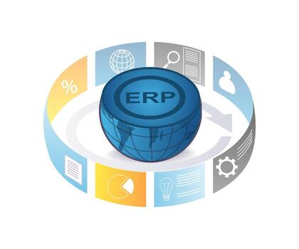 enterprise resource planning system displayed on screen vector