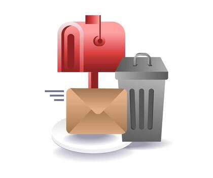 email and postal letter with trash symbol representing spam and junk messages vector