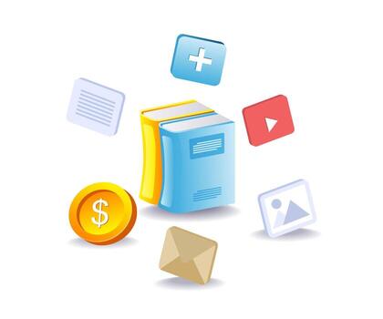 digital datos libro para información almacenamiento y aprendizaje vector