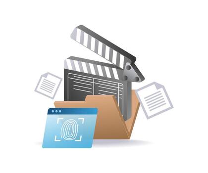 digital carpeta conteniendo cineasta datos y película edición archivos vector
