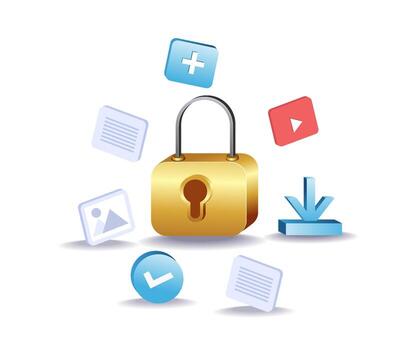 digital datos seguridad candado icono para ciber proteccion vector