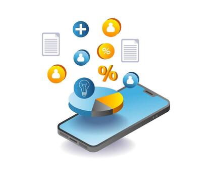 digital negocio estrategia grafico en móvil teléfono inteligente vector