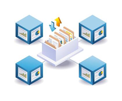 datos red grafico motorizado por blockchain tecnología vector