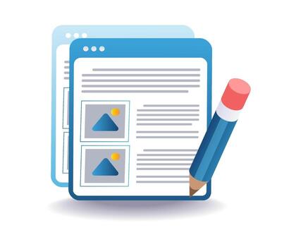 content creation process of making data article for blogging vector