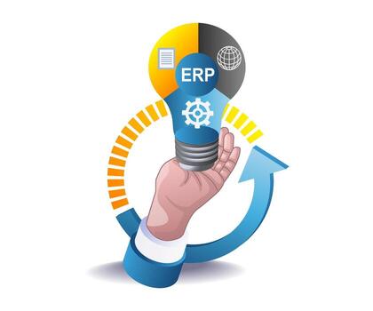 Business workflow management with ERP system concept vector