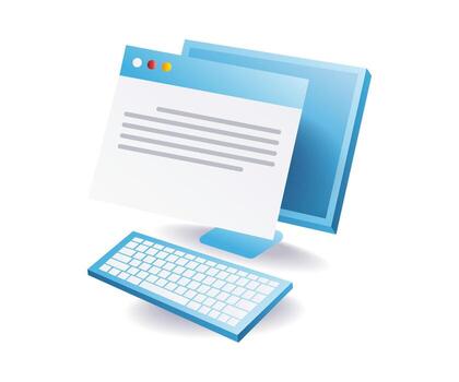 Computer screen showing data visualization and business information vector