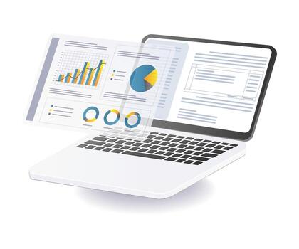 Computer Screen Business Growth Data Analysis Illustration vector