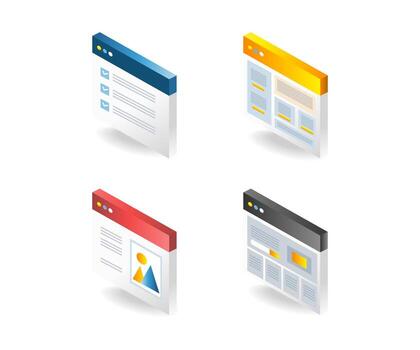 Bundle of illustrations themed data design web page application vector