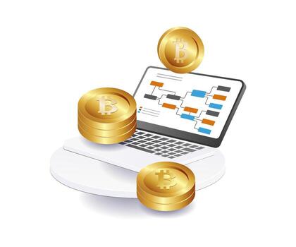 Bitcoin technology blockchain structure business vector