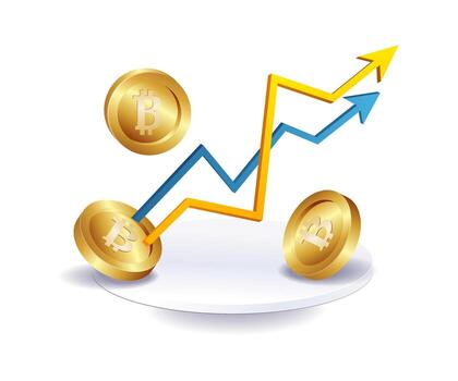 bitcoin precio crecimiento grafico con innovador tecnología vector