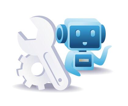 artificial inteligencia reparar símbolo con robot para inteligente mantenimiento vector
