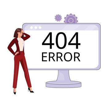 Minimal downtime page illustration with character and large error. vector