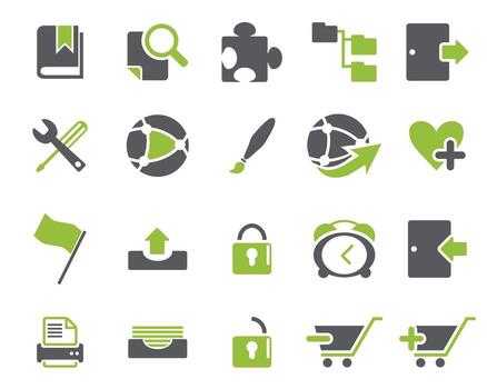 Grey and light green Web icon set , Contact us icons for web computer and mobile vector