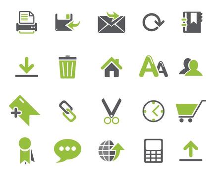Grey and light green Web icons set , web and communication icons for web computer and mobile vector