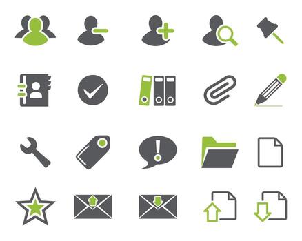 Grey and light green Web icon set symbol . flat editable isolated set of icons vector